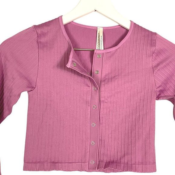 NWT Anthropologie Mauve Ribbed Long Sleeve Cropped Cardigan Size XXS/XS - Picture 5 of 14